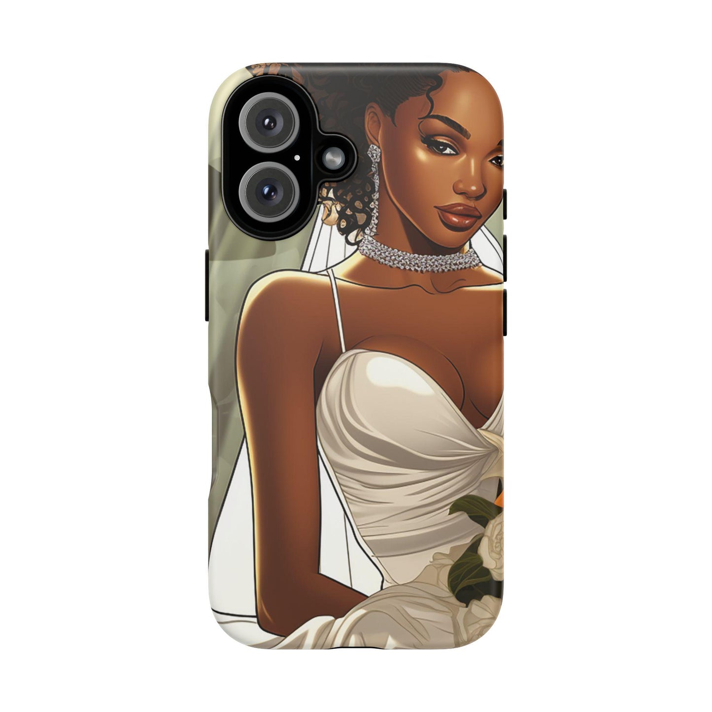 iPhone 16, iPhone 16 Pro, iPhone 16 Plus, iPhone 16 Pro Max Tough Cases African American Bride Black bride wedding Dress Wedding Gown
