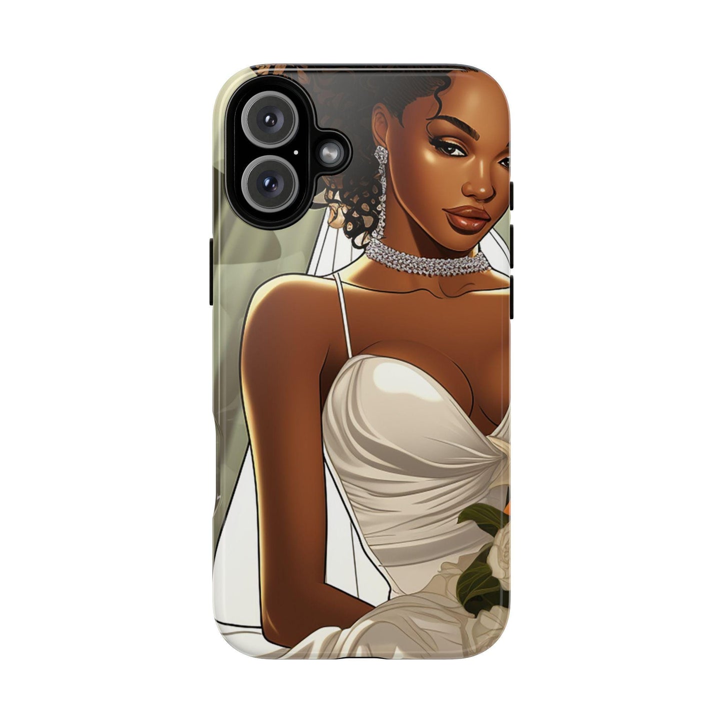 iPhone 16, iPhone 16 Pro, iPhone 16 Plus, iPhone 16 Pro Max Tough Cases African American Bride Black bride wedding Dress Wedding Gown