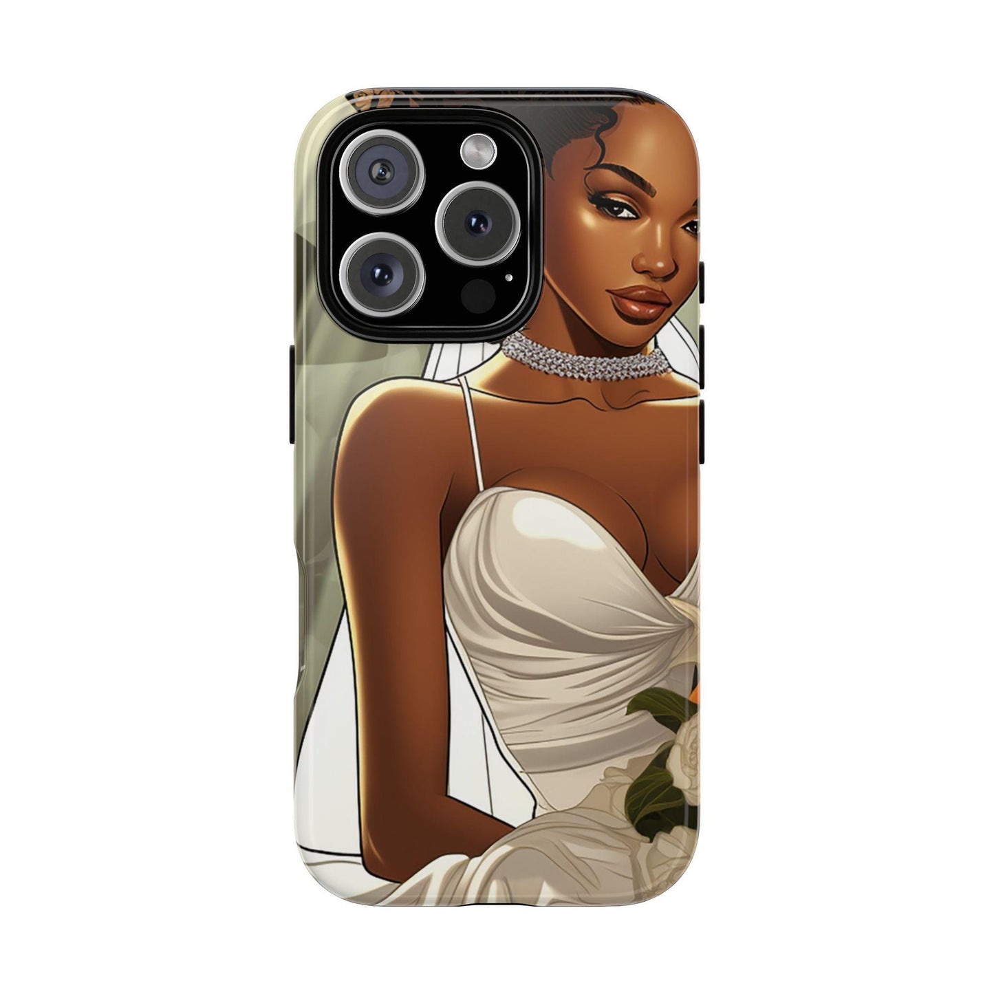 iPhone 16, iPhone 16 Pro, iPhone 16 Plus, iPhone 16 Pro Max Tough Cases African American Bride Black bride wedding Dress Wedding Gown