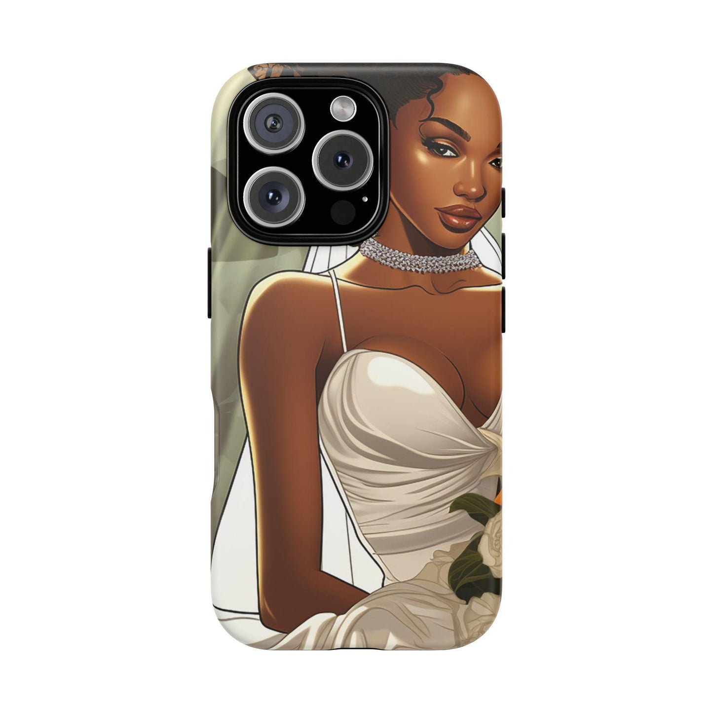 iPhone 16, iPhone 16 Pro, iPhone 16 Plus, iPhone 16 Pro Max Tough Cases African American Bride Black bride wedding Dress Wedding Gown