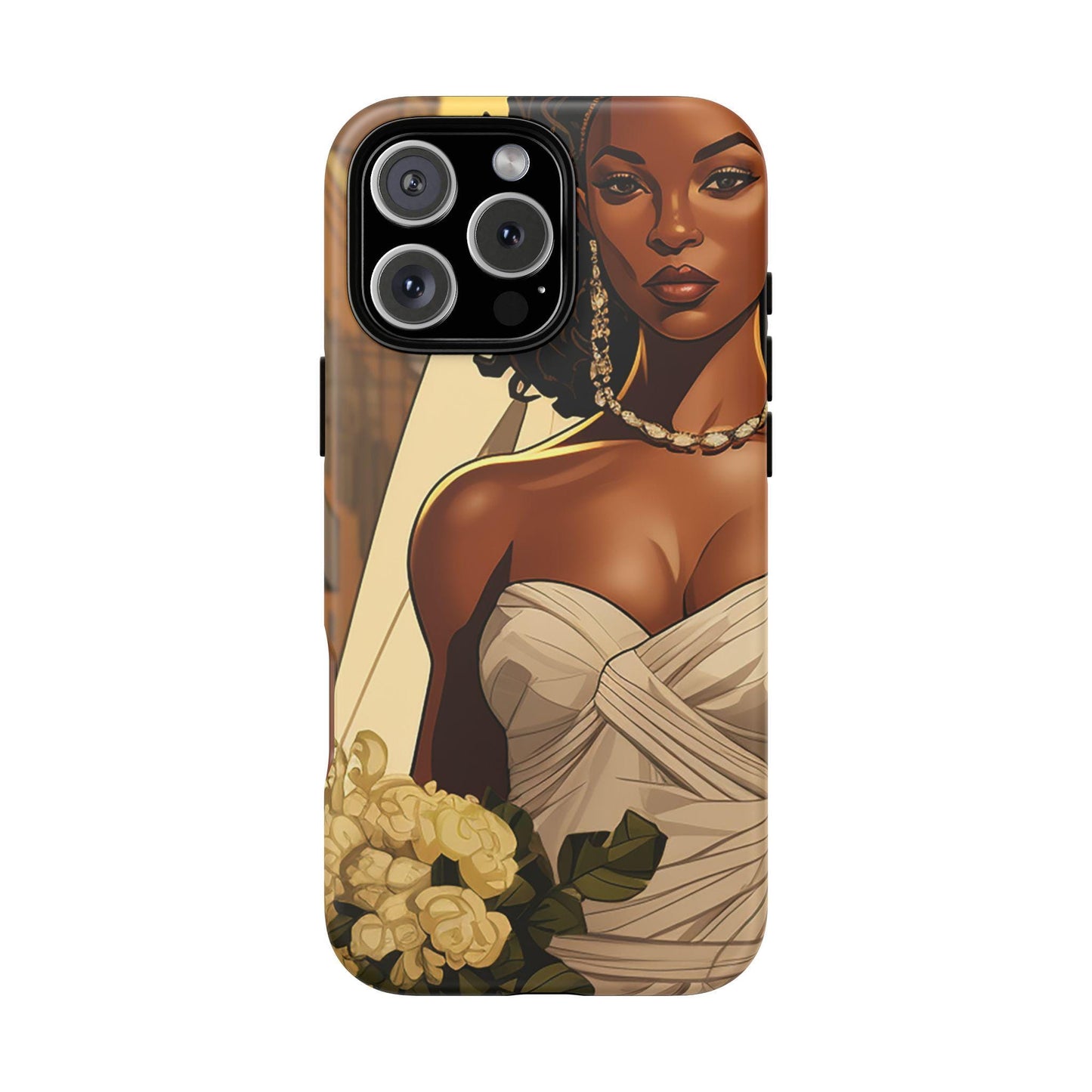 iPhone 16, iPhone 16 Pro, iPhone 16 Plus, iPhone 16 Pro Max Tough Cases African American Bride Black bride wedding Dress Wedding Gown