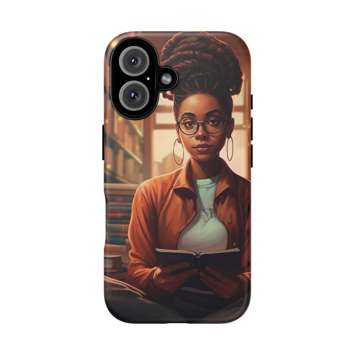 iPhone 16, iPhone 16 Pro, iPhone 16 Plus, iPhone 16 Pro Max Tough Cases African American Reader Woman Girl Book Dragon Power Reader