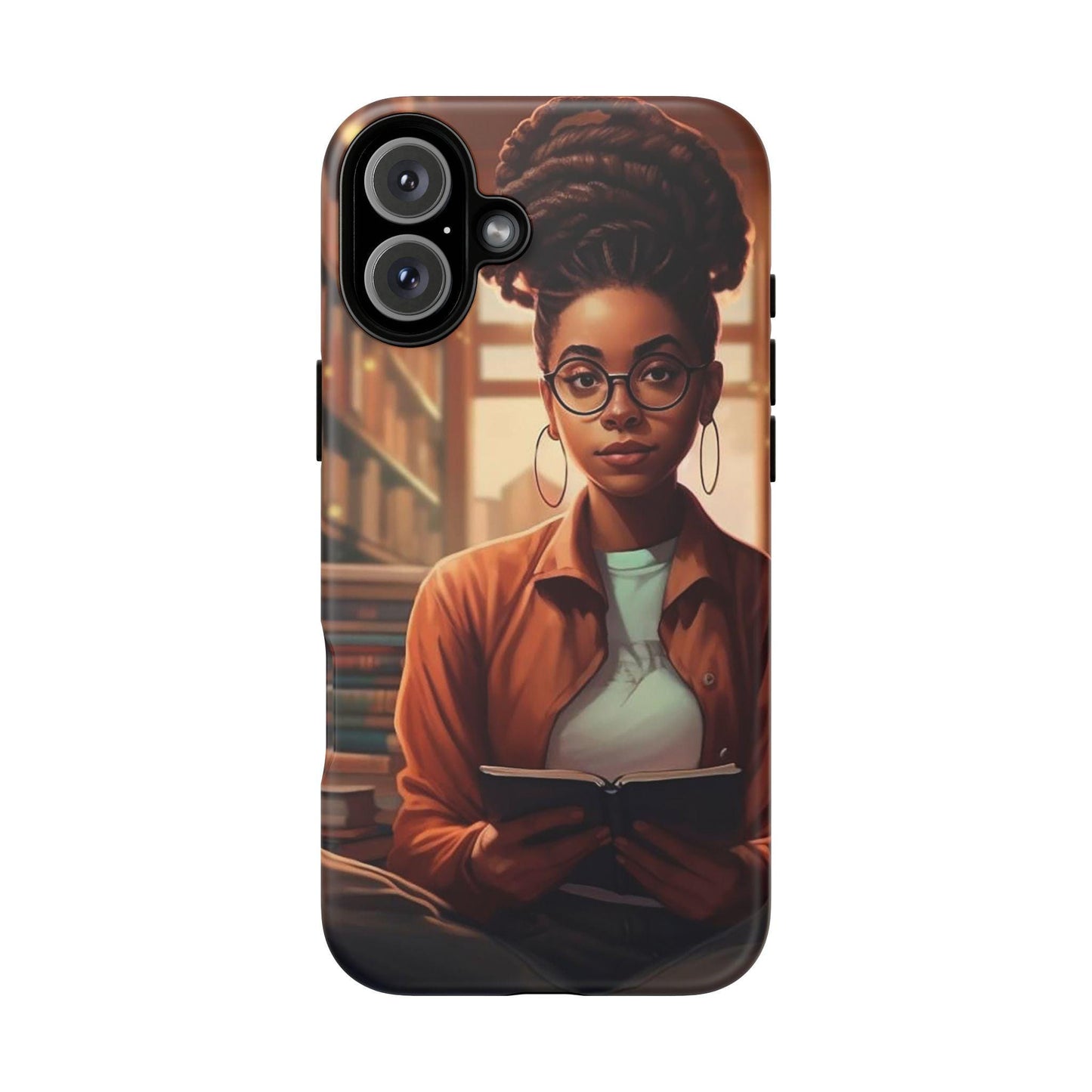 iPhone 16, iPhone 16 Pro, iPhone 16 Plus, iPhone 16 Pro Max Tough Cases African American Reader Woman Girl Book Dragon Power Reader