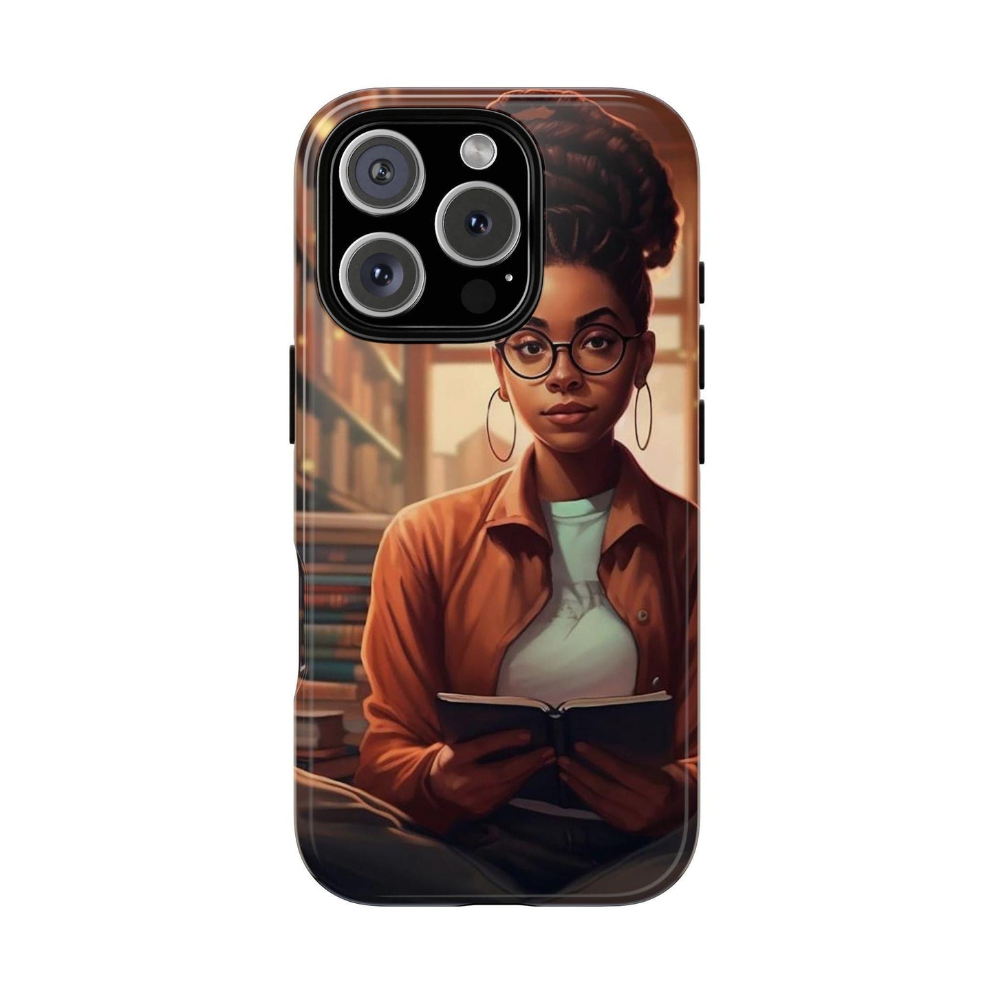iPhone 16, iPhone 16 Pro, iPhone 16 Plus, iPhone 16 Pro Max Tough Cases African American Reader Woman Girl Book Dragon Power Reader