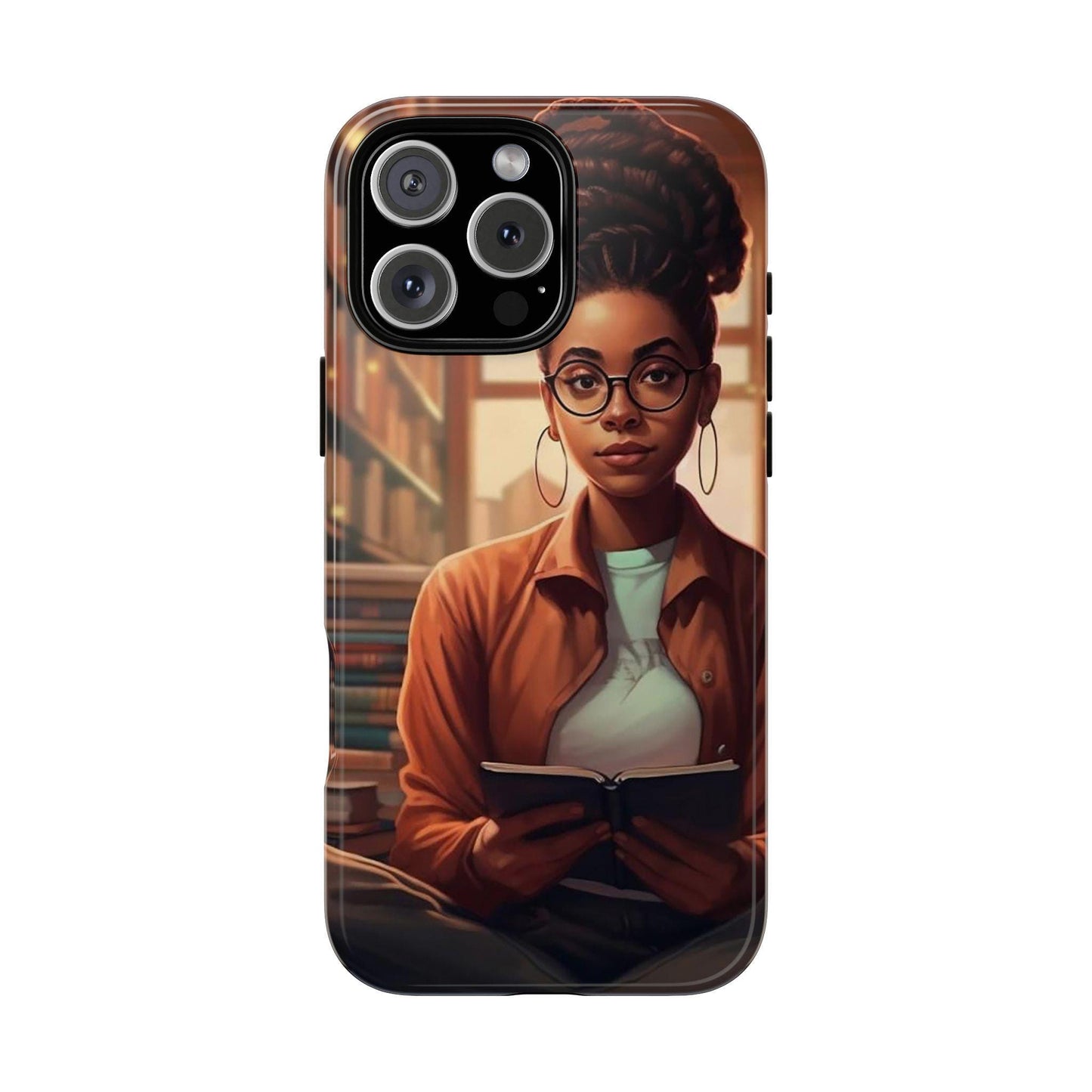 iPhone 16, iPhone 16 Pro, iPhone 16 Plus, iPhone 16 Pro Max Tough Cases African American Reader Woman Girl Book Dragon Power Reader
