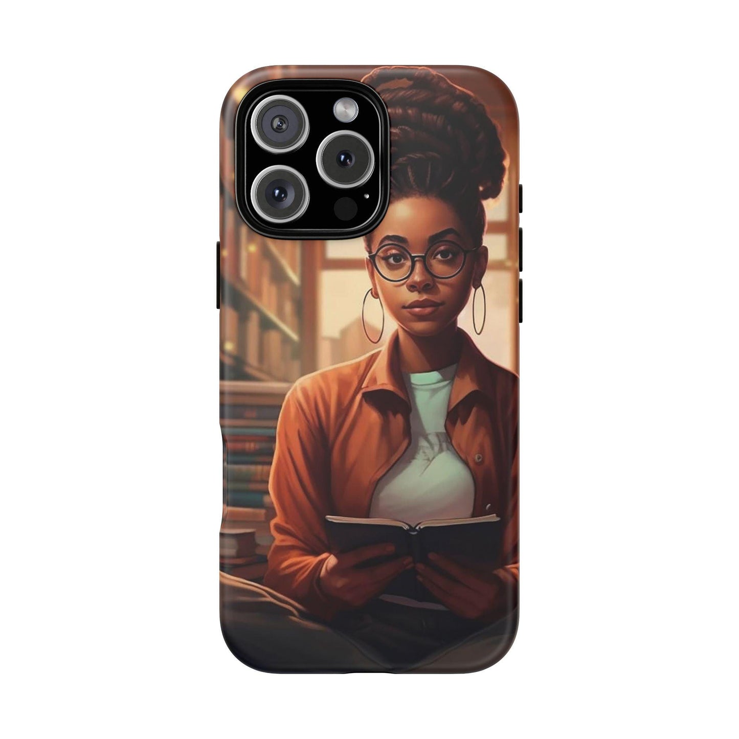 iPhone 16, iPhone 16 Pro, iPhone 16 Plus, iPhone 16 Pro Max Tough Cases African American Reader Woman Girl Book Dragon Power Reader