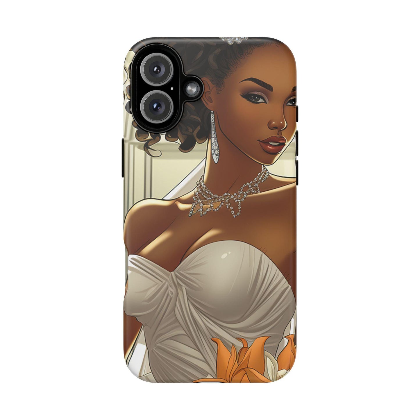 iPhone 16, iPhone 16 Pro, iPhone 16 Plus, iPhone 16 Pro Max Tough Cases African American Bride Black bride wedding Dress Wedding Gown