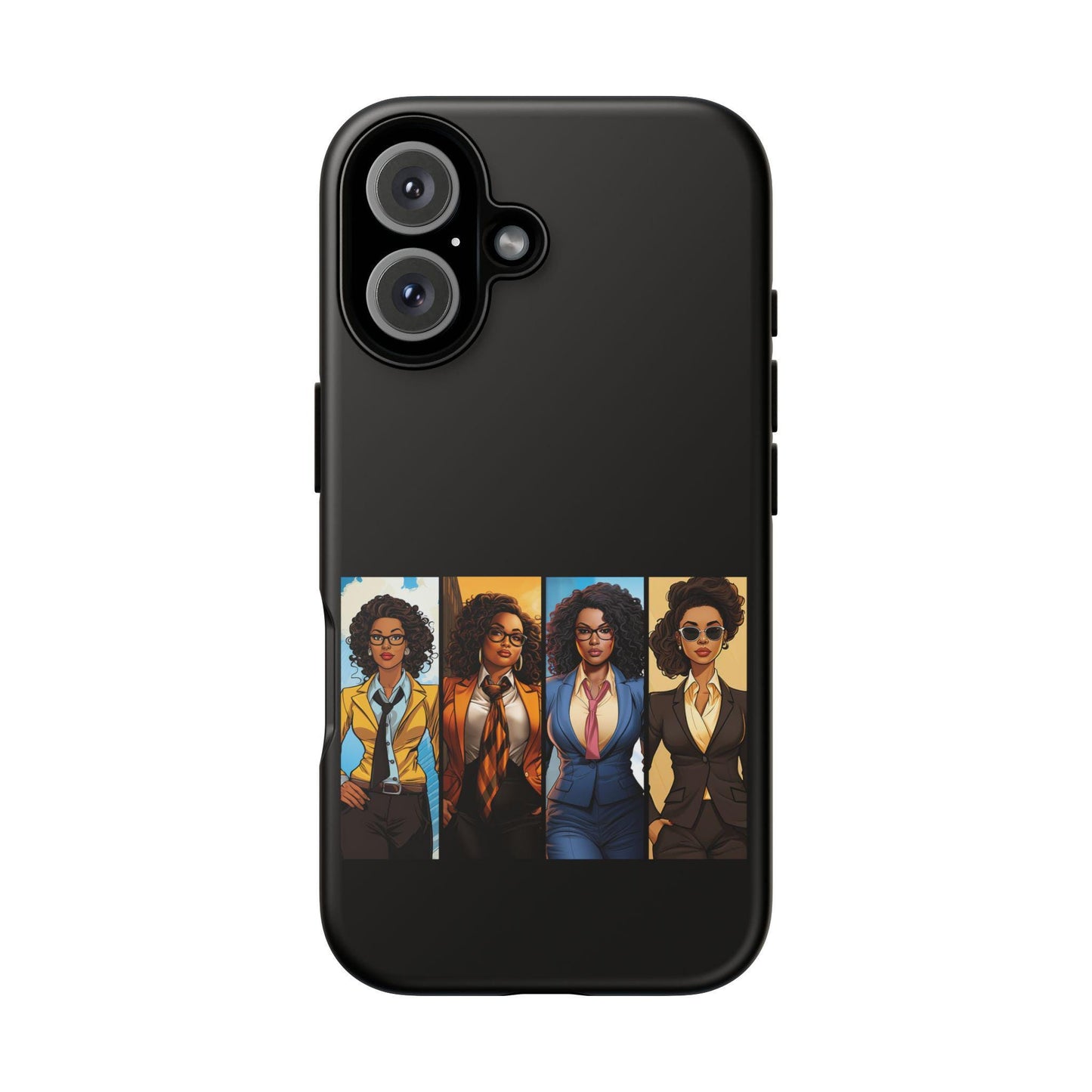iPhone 16, iPhone 16 Pro, iPhone 16 Plus, iPhone 16 Pro Max Tough Cases African American Black Women Superheroes Strong Black Women