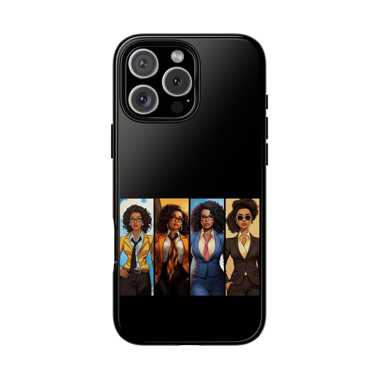 iPhone 16, iPhone 16 Pro, iPhone 16 Plus, iPhone 16 Pro Max Tough Cases African American Black Women Superheroes Strong Black Women