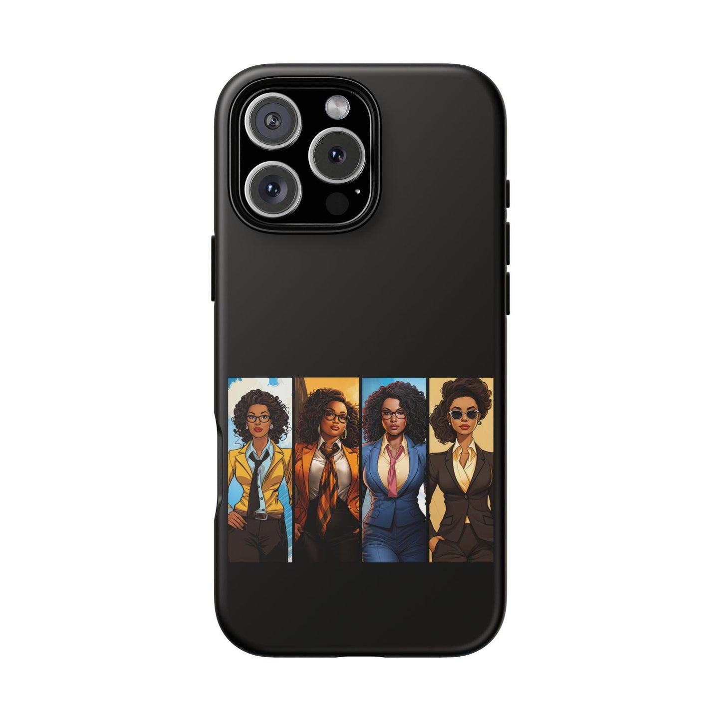 iPhone 16, iPhone 16 Pro, iPhone 16 Plus, iPhone 16 Pro Max Tough Cases African American Black Women Superheroes Strong Black Women