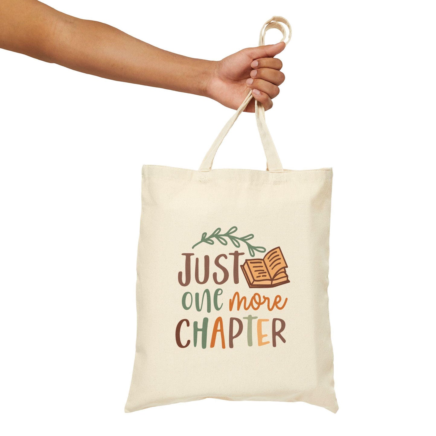 Just One More Chapter Cotton Canvas Tote Bag - Book Dragon, Book Nerd, Power Reader, Book Worm Gift