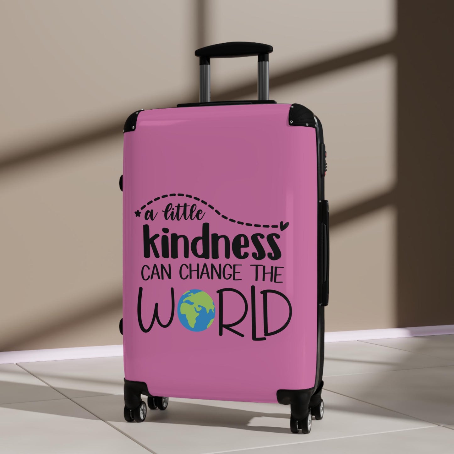 Kindness Can Change the World Peace Vacation Suitcase Travel Luggage Wedding or Honeymoon Suitcase - Pink (3 sizes)