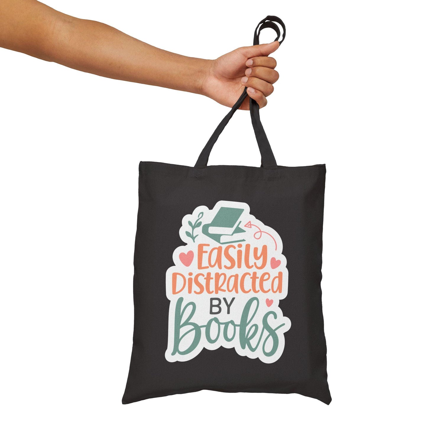 Easily Distracted By Books Book lover Bookaholic Book Dragon Book Nerd Book Worm Cotton Canvas Tote Bag