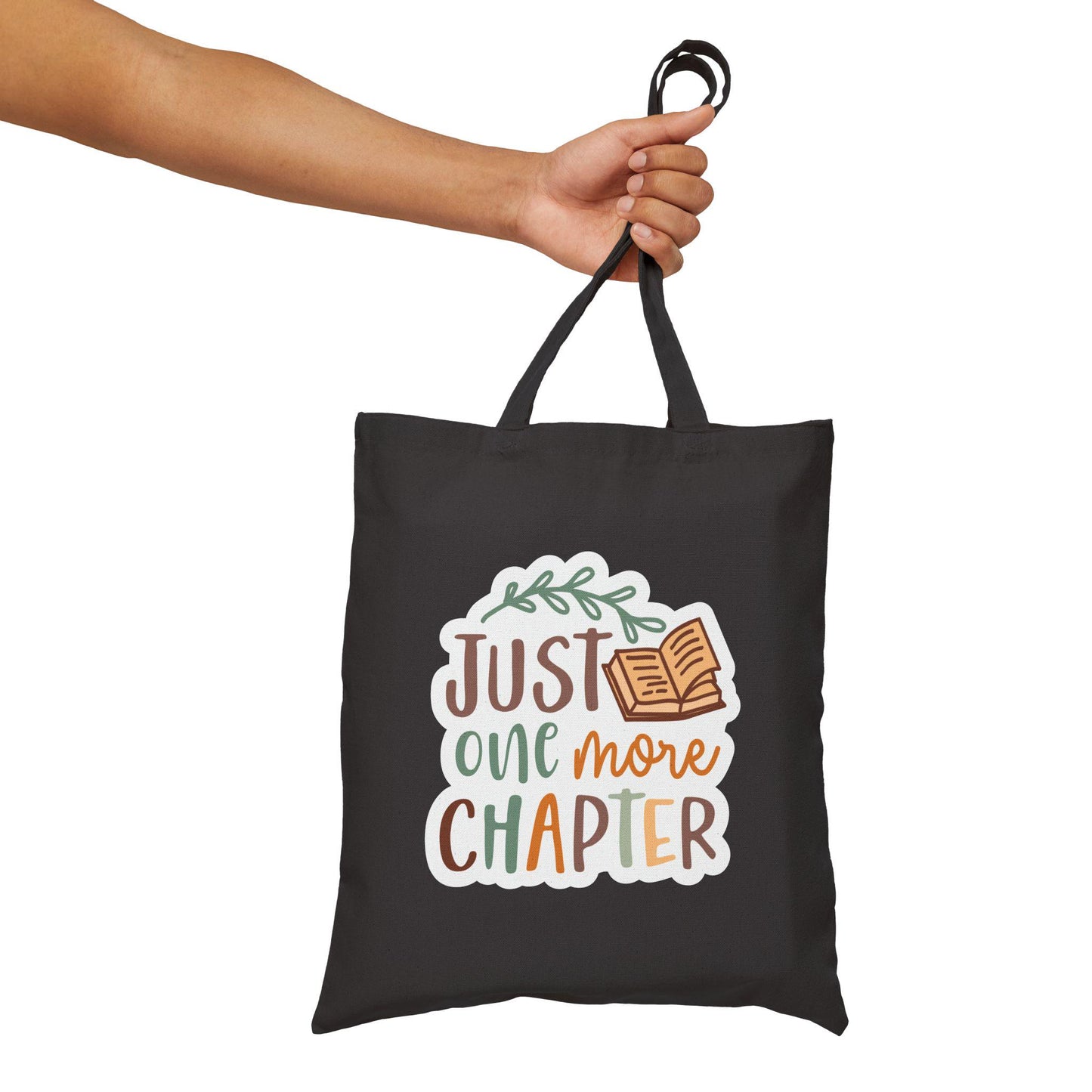Just One More Chapter Cotton Canvas Tote Bag - Book Dragon, Book Nerd, Power Reader, Book Worm Gift