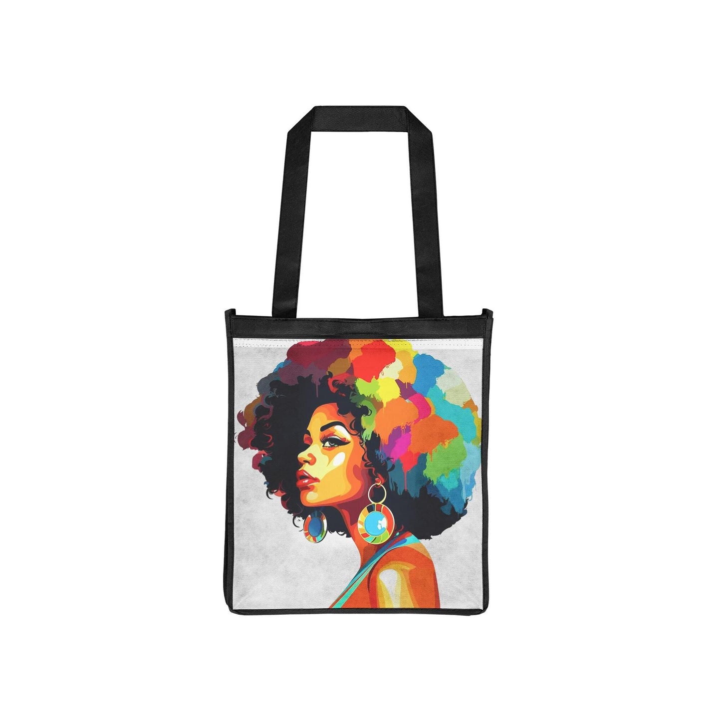 Colorful African American Black Woman With Melanated Style Soul Rainbow and Black Hair Grocery Shopping Tote Bag