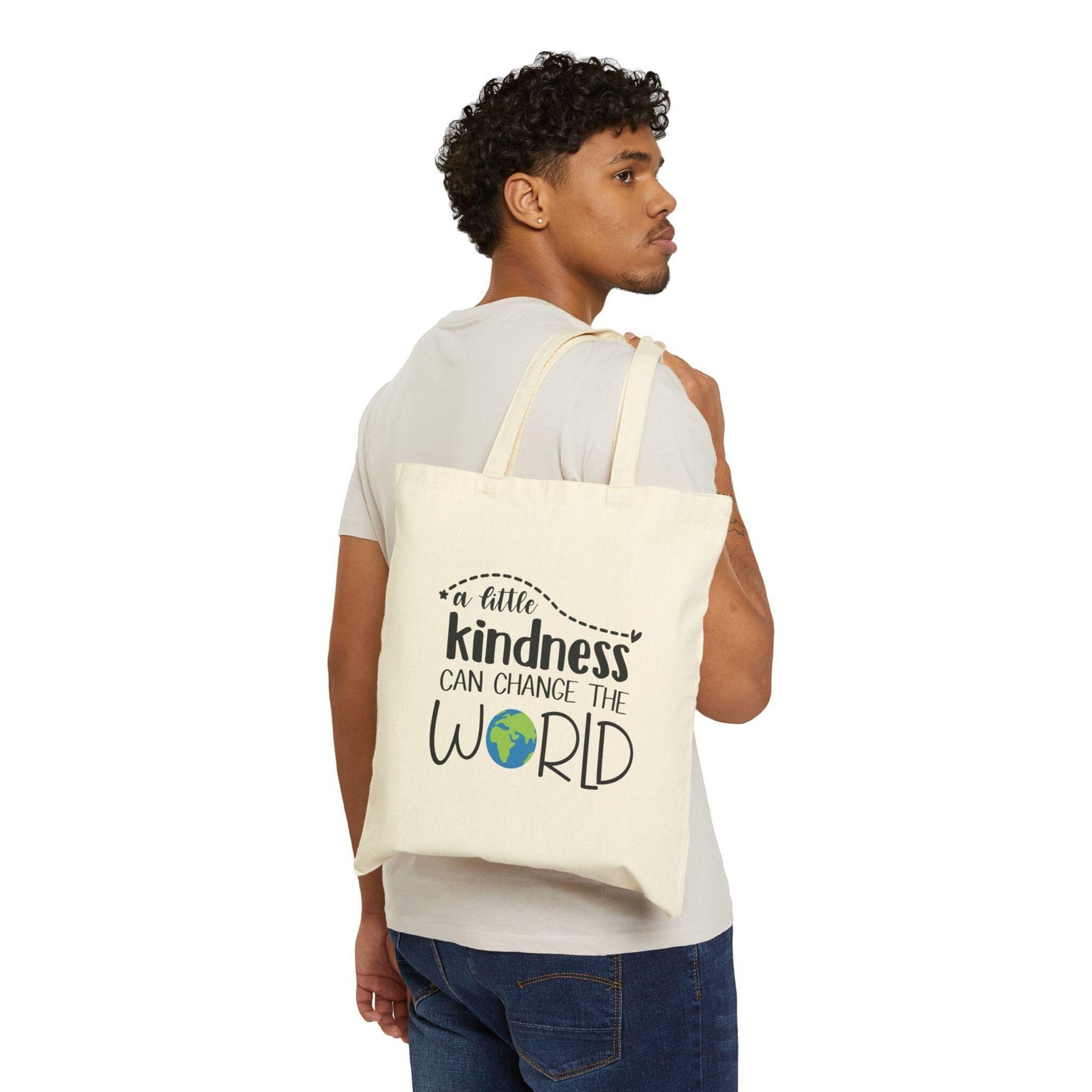 Kindness Can Change the World Cotton Canvas Tote Bag - Gift for Those Are Kind No Bully Nice People, Inspirational Tote, Positive Vibes