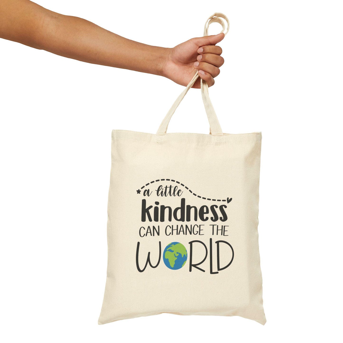 Kindness Can Change the World Cotton Canvas Tote Bag - Gift for Those Are Kind No Bully Nice People, Inspirational Tote, Positive Vibes