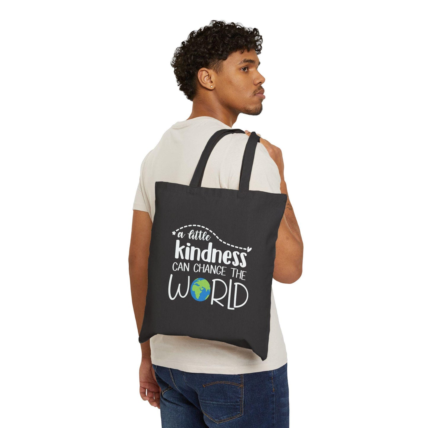 Kindness Can Change the World Cotton Canvas Tote Bag - Gift for Those Are Kind No Bully Nice People, Inspirational Tote, Positive Vibes