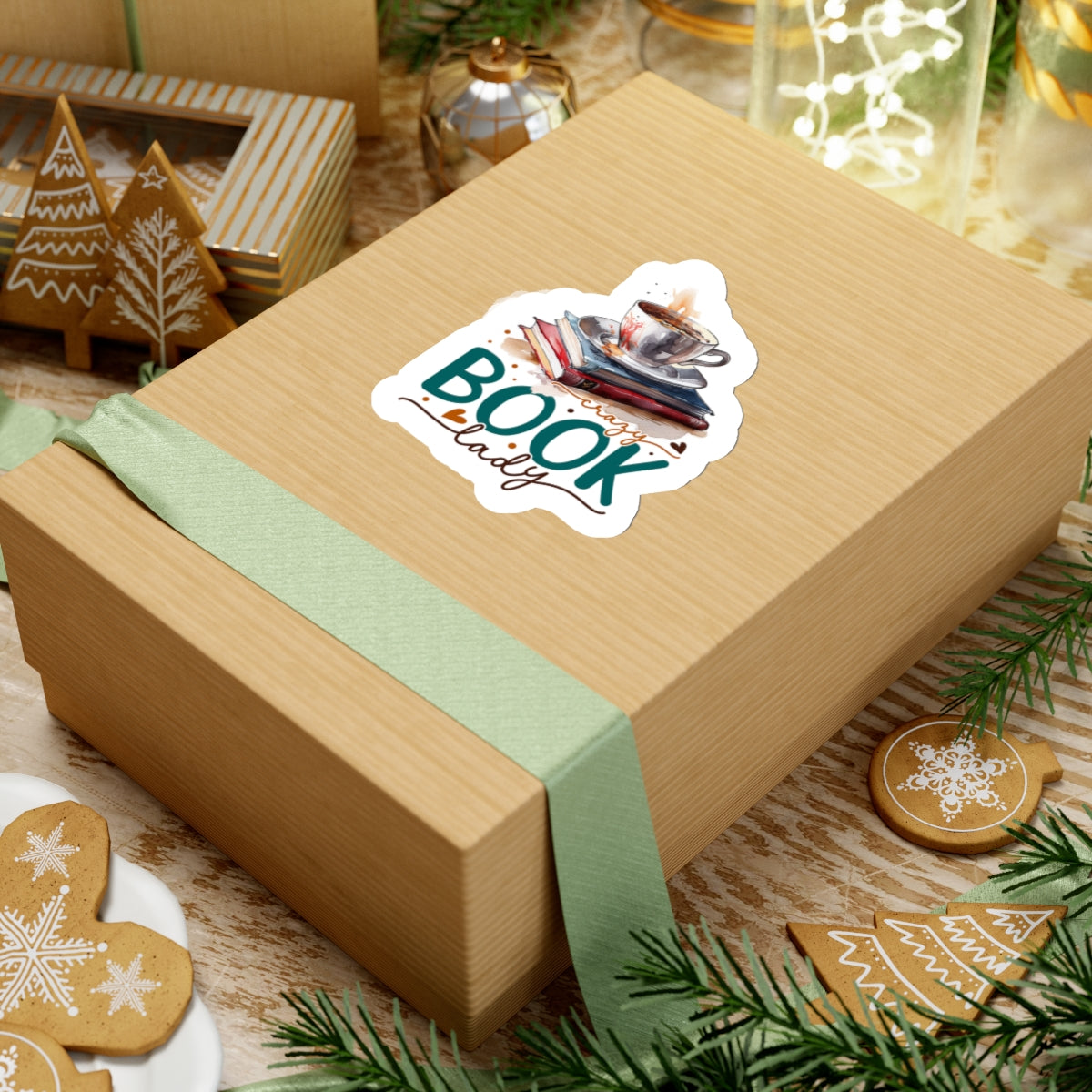 Crazy Book Lady Kiss-Cut Stickers