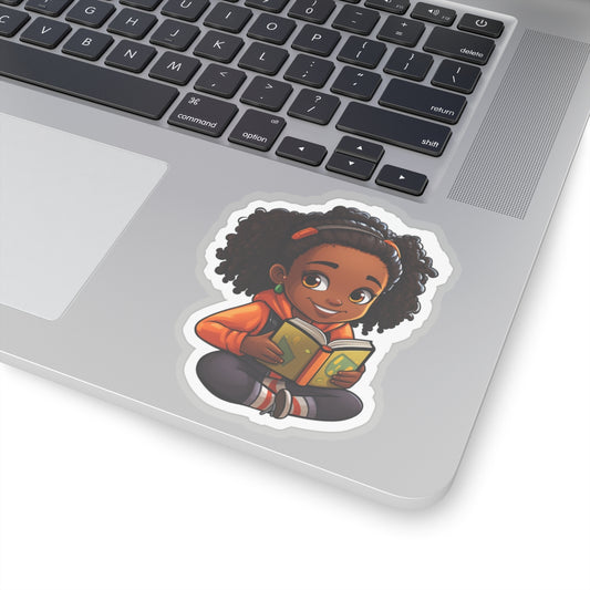 Chibi African American (Black) Book Dragon Power Reader Kiss-Cut Stickers