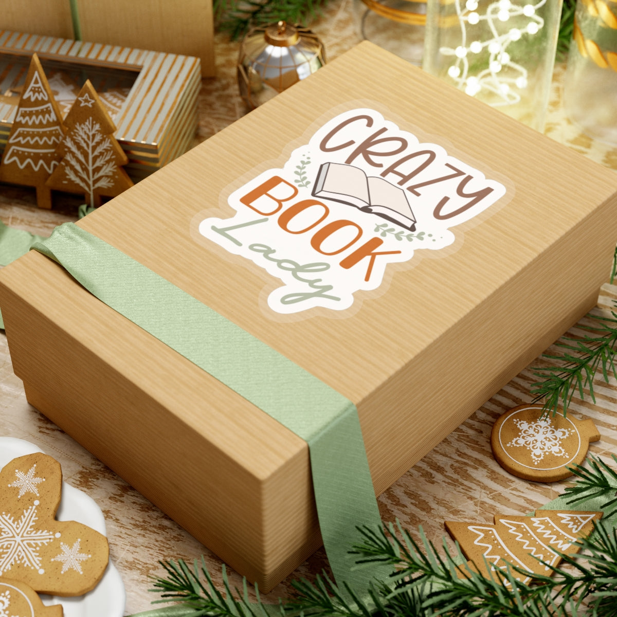 Crazy Book Lady Kiss-Cut Stickers (Power Reader, Book Nerd, Book Dragon Gift)