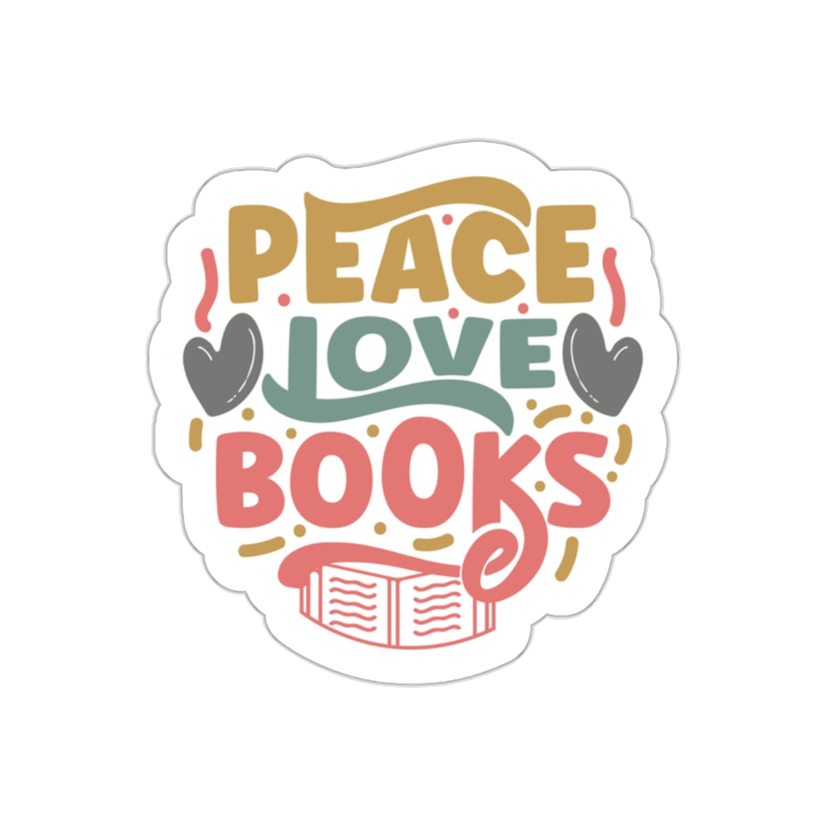 Peace Love Books Kiss-Cut Stickers