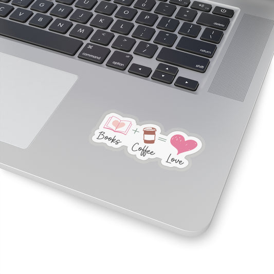 Books + Coffee = Love Book Lover (Books Plus Coffee Equals Love) Kiss-Cut Stickers