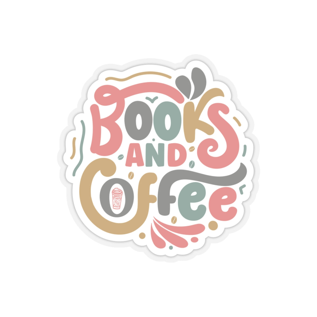 Books and Coffee Kiss-Cut Stickers