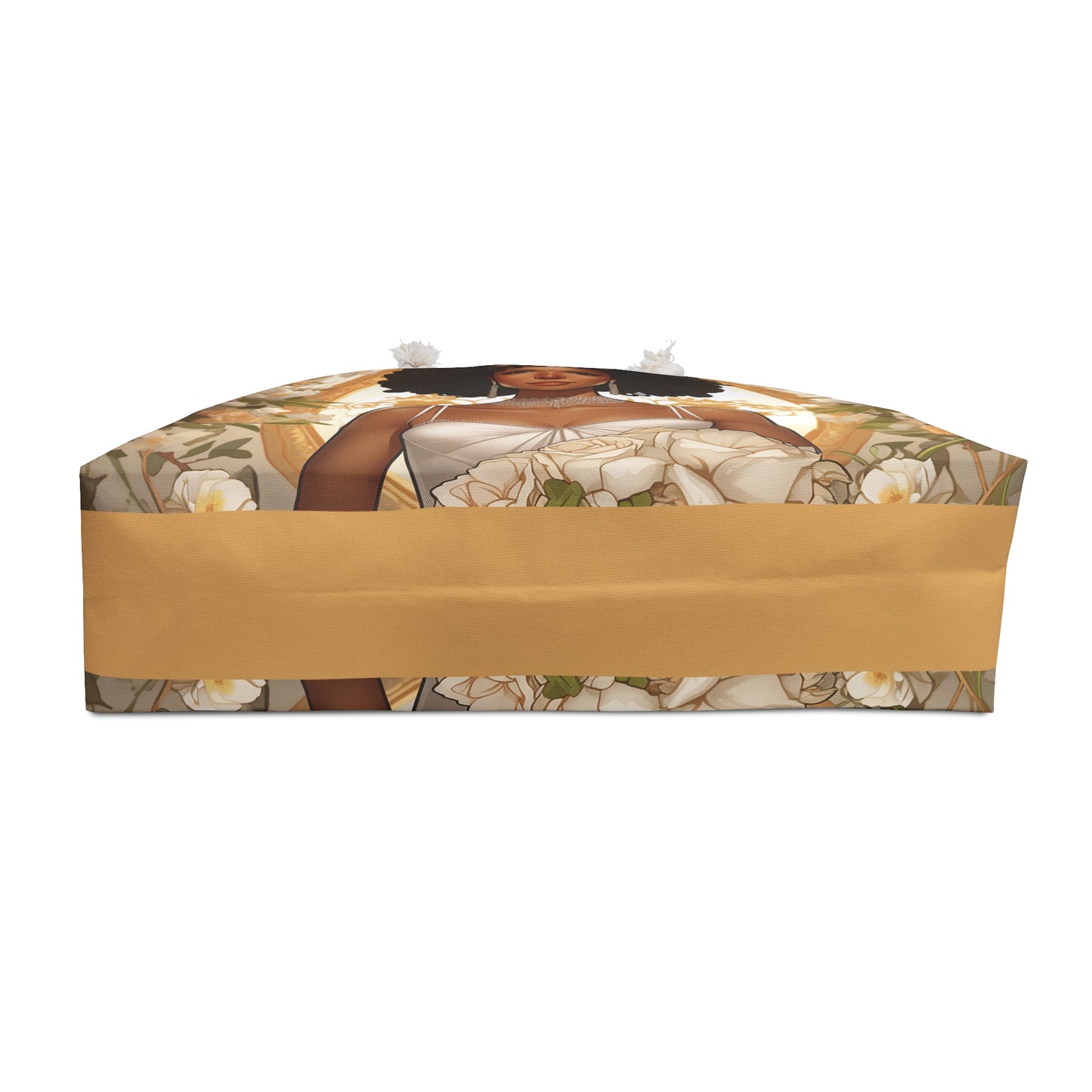 Beautiful African American Bride in Peach-colored Flowers Beach or Weekender Tote Bag