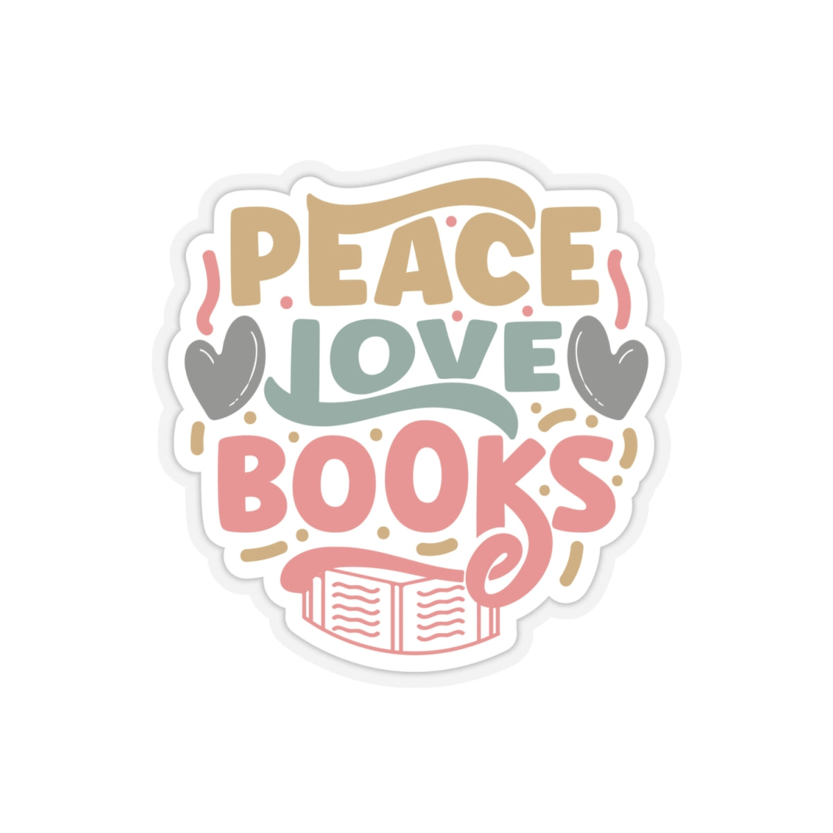 Peace Love Books Kiss-Cut Stickers