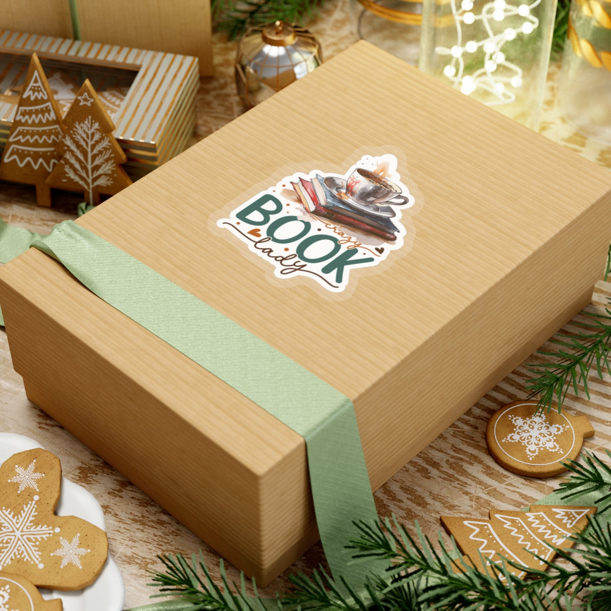 Crazy Book Lady Kiss-Cut Stickers