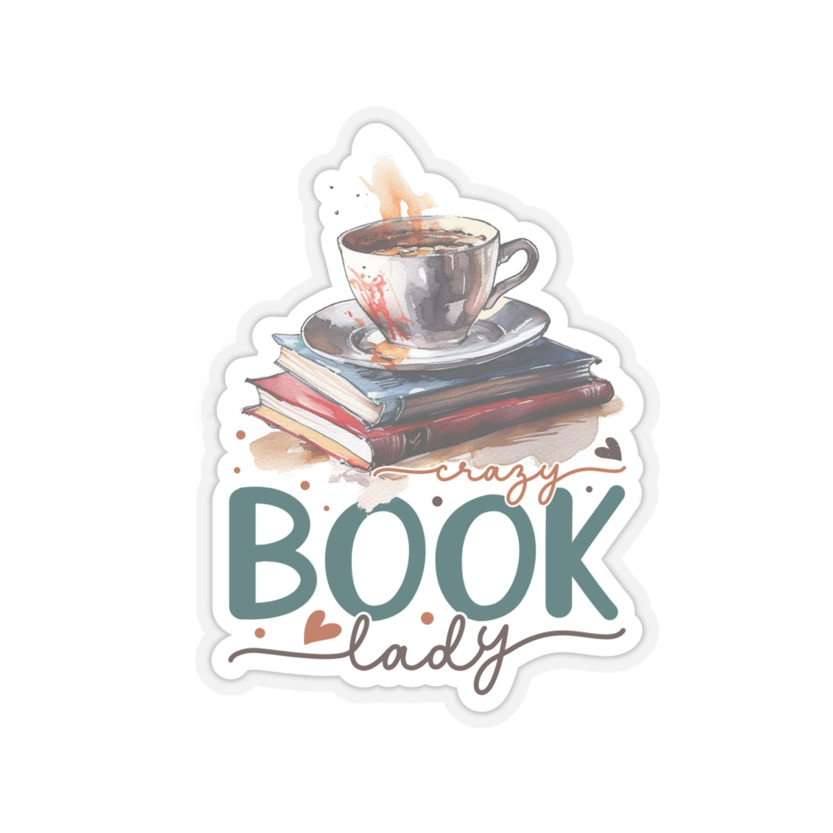 Crazy Book Lady Kiss-Cut Stickers