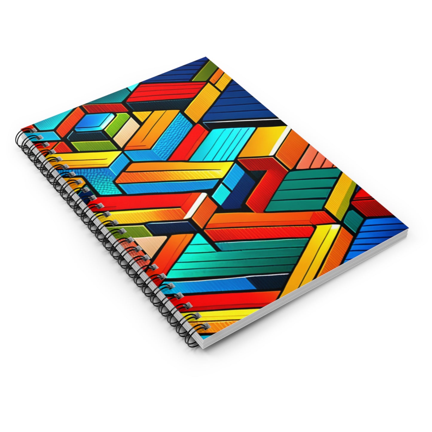Colorful Levels Spiral Notebook with Ruled Lined pages (red, blue, orange, yellow, green)