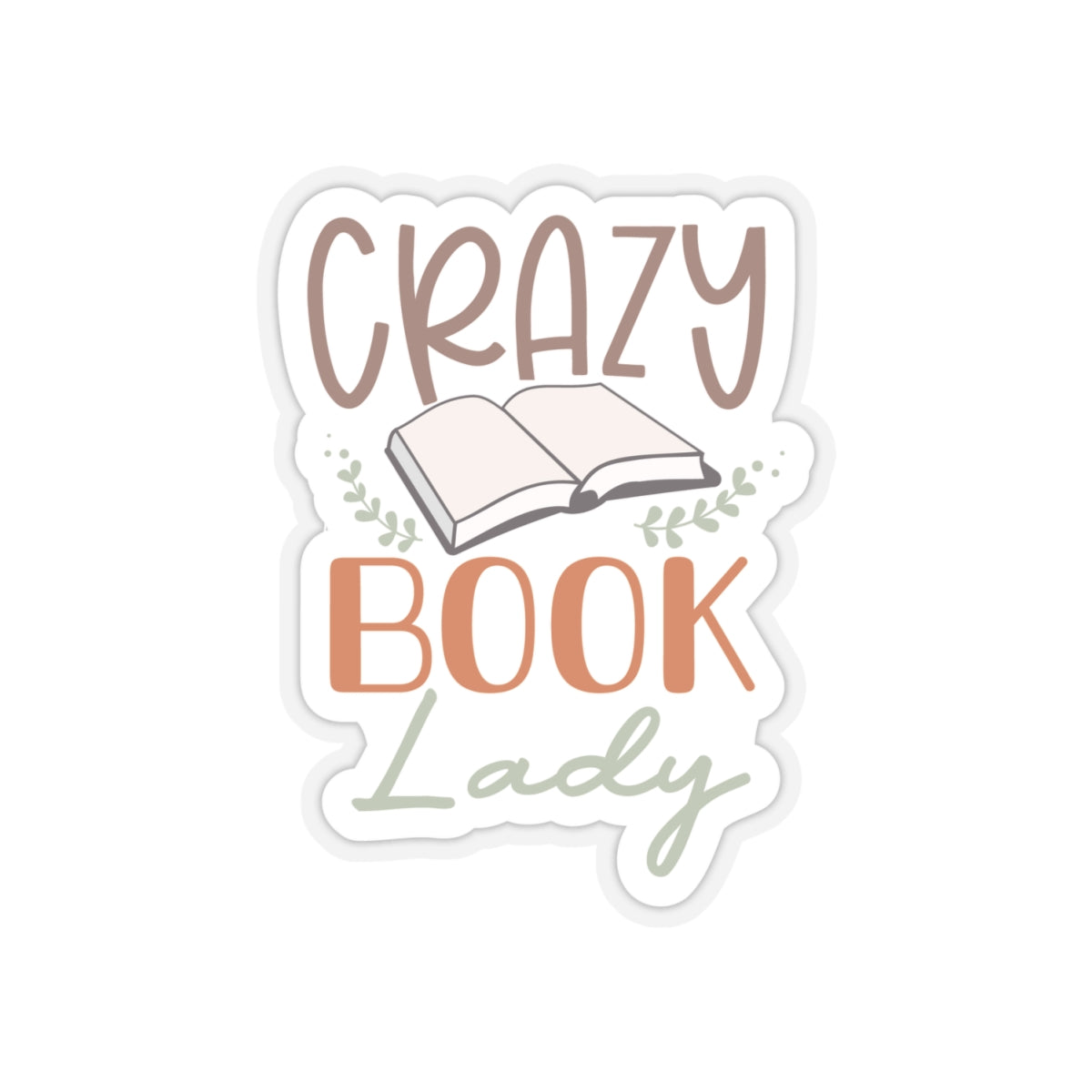 Crazy Book Lady Kiss-Cut Stickers (Power Reader, Book Nerd, Book Dragon Gift)