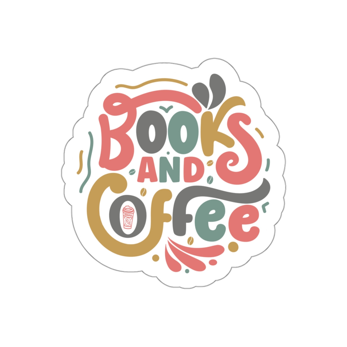 Books and Coffee Kiss-Cut Stickers