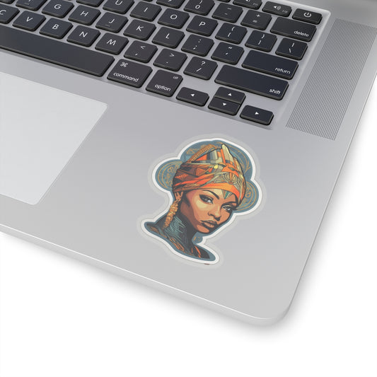 Neo Traditional Style African American Black Nubian Queen Kiss-Cut Stickers
