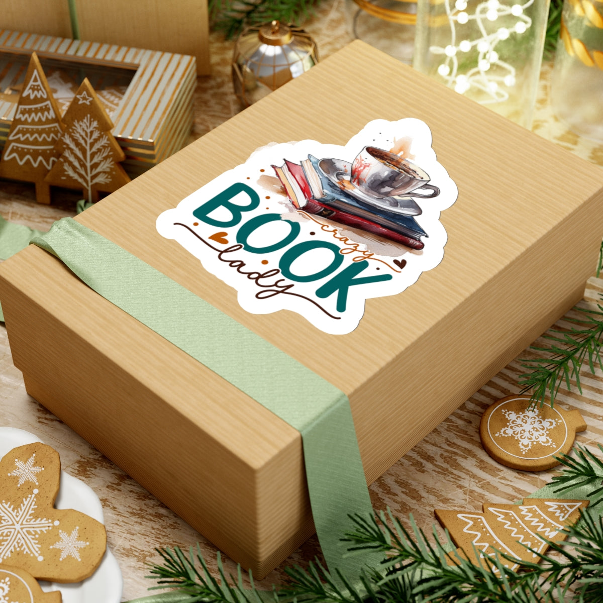 Crazy Book Lady Kiss-Cut Stickers
