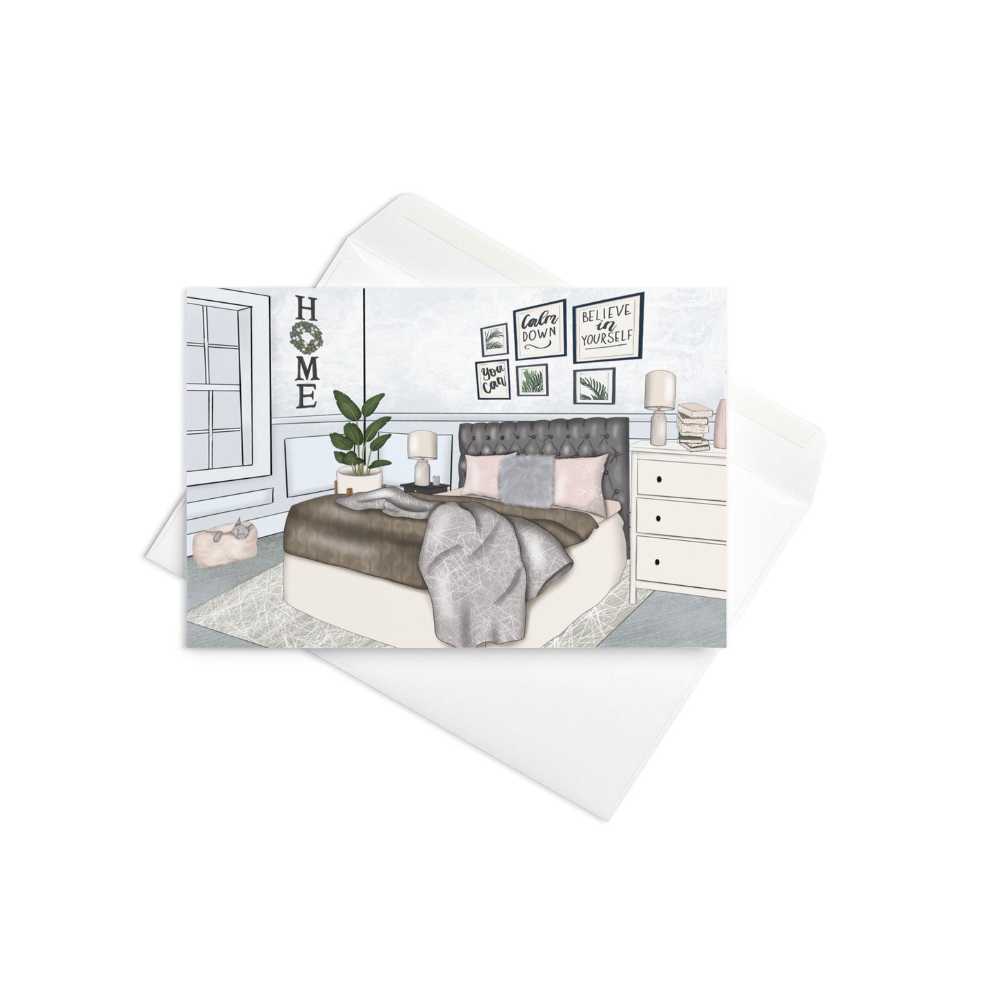 Happy at Home Motivational Cozy Housewarming New Home Welcome Home Blank Inside Greeting card Includes Envelope