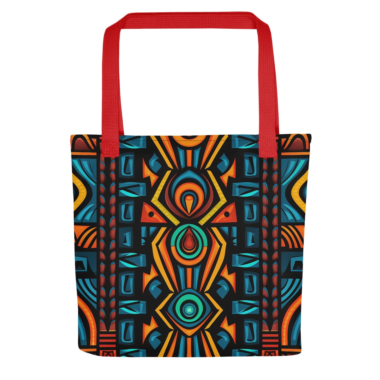 African Print Design Orange Gold Green Tote bag Culture Shopping Bag
