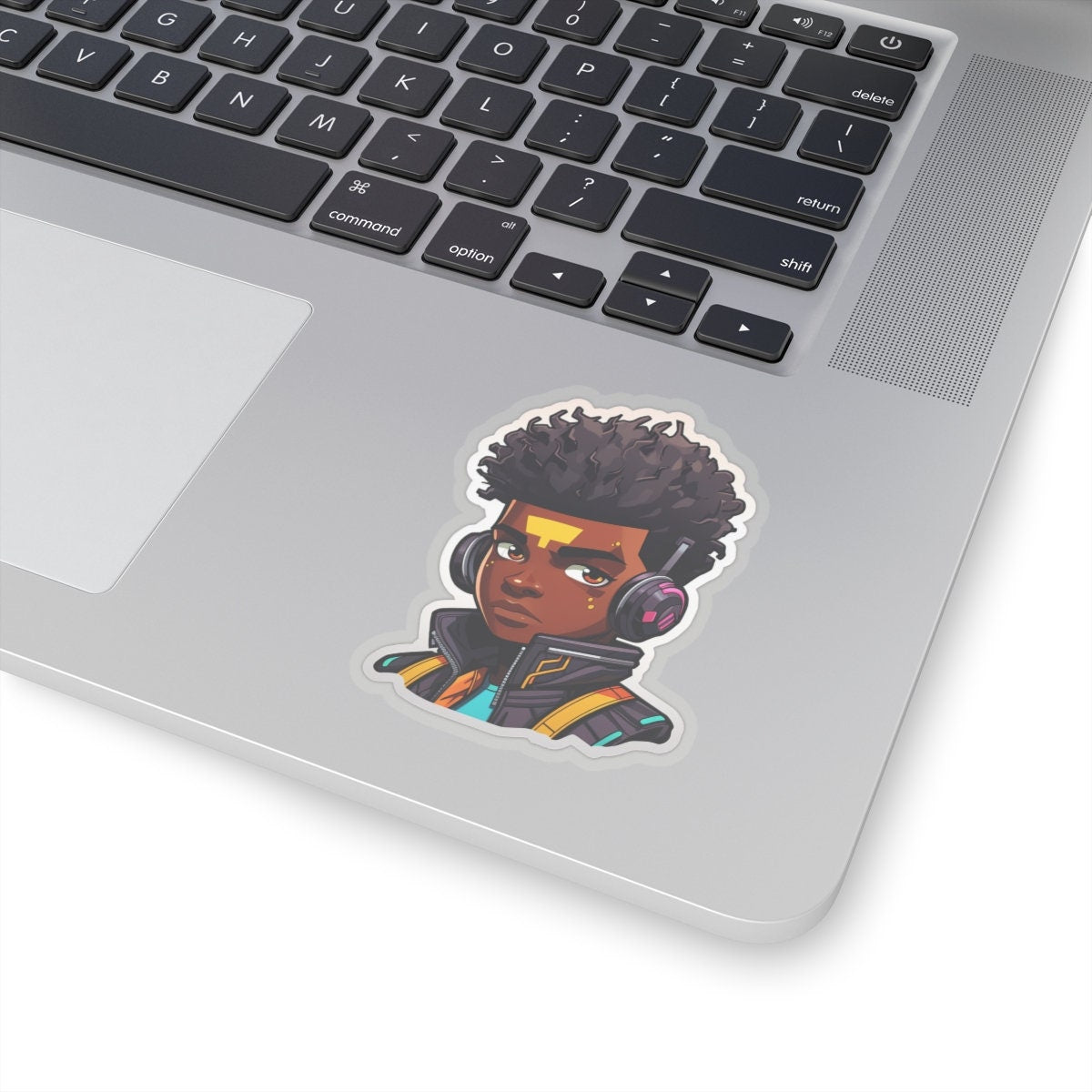 Kawaii Anime Style African American Black Young Man Boy WIth Headphones and Jacket Kiss-Cut Stickers