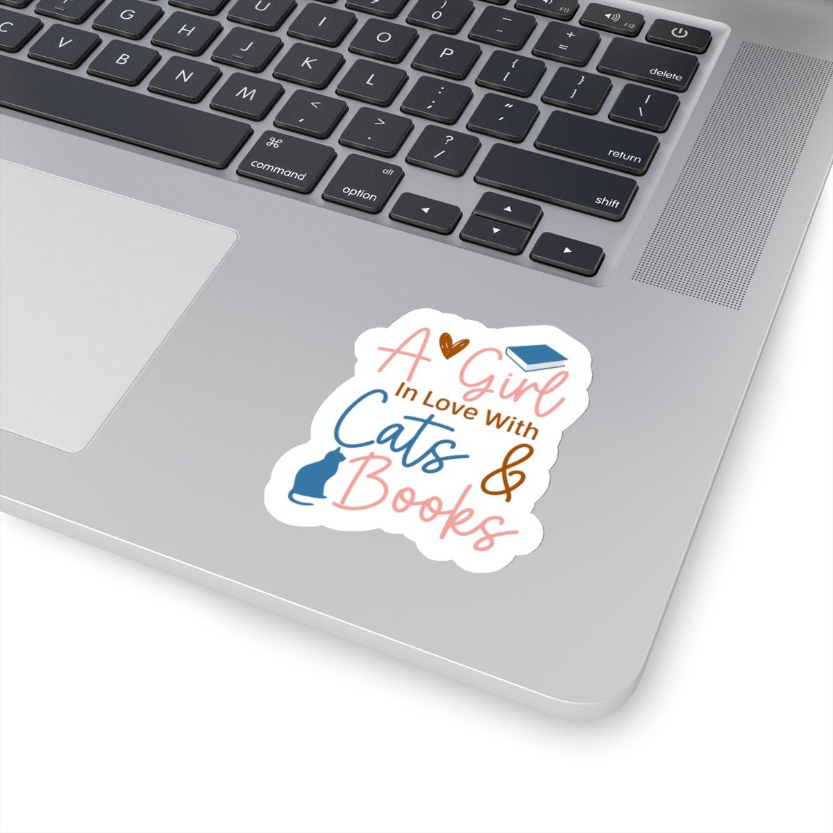 A Girl in Love with Her Cat and Books Kiss-Cut Stickers Cat lover Gift for Her Book Lover Gift Power Reader Book Dragon