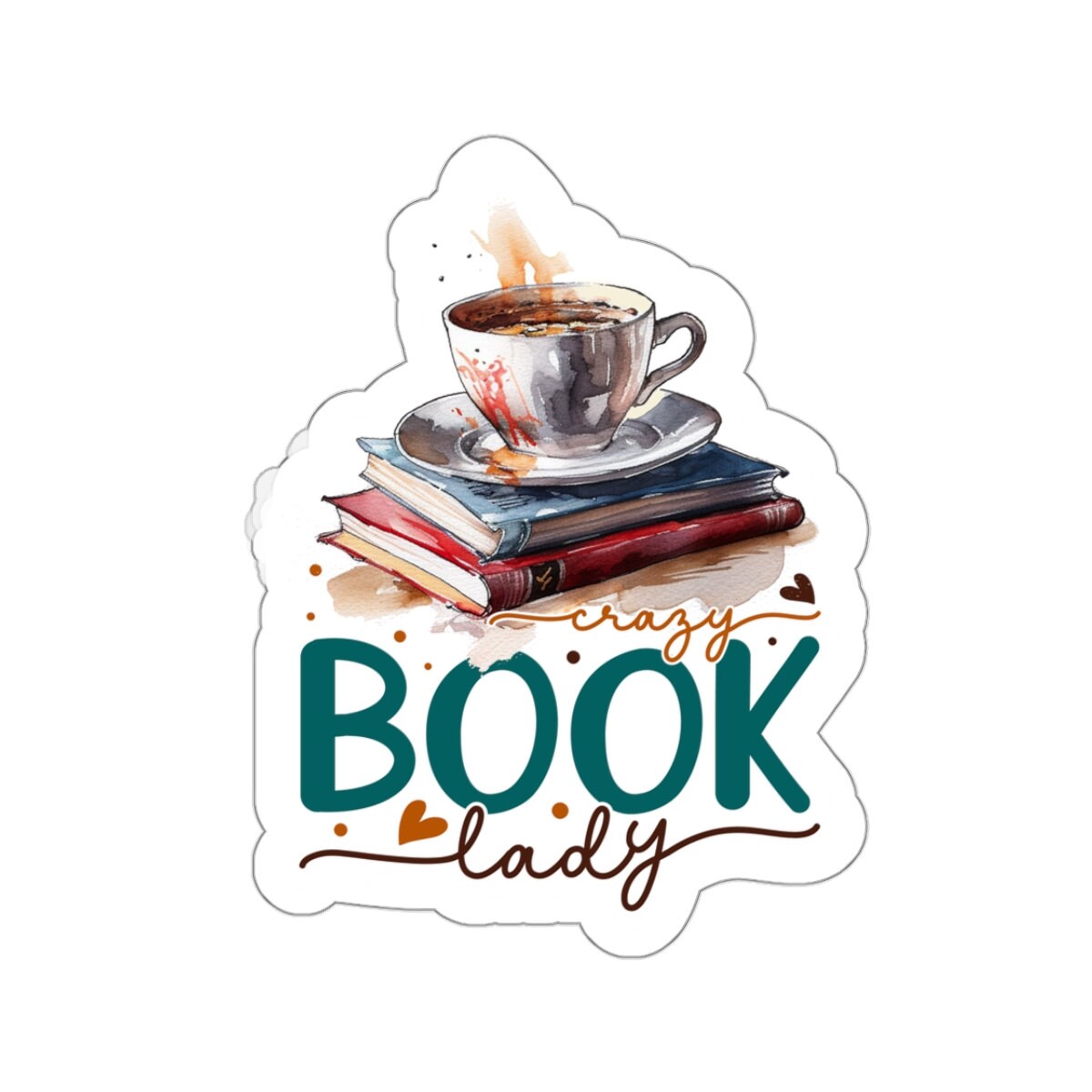 Crazy Book Lady Kiss-Cut Stickers