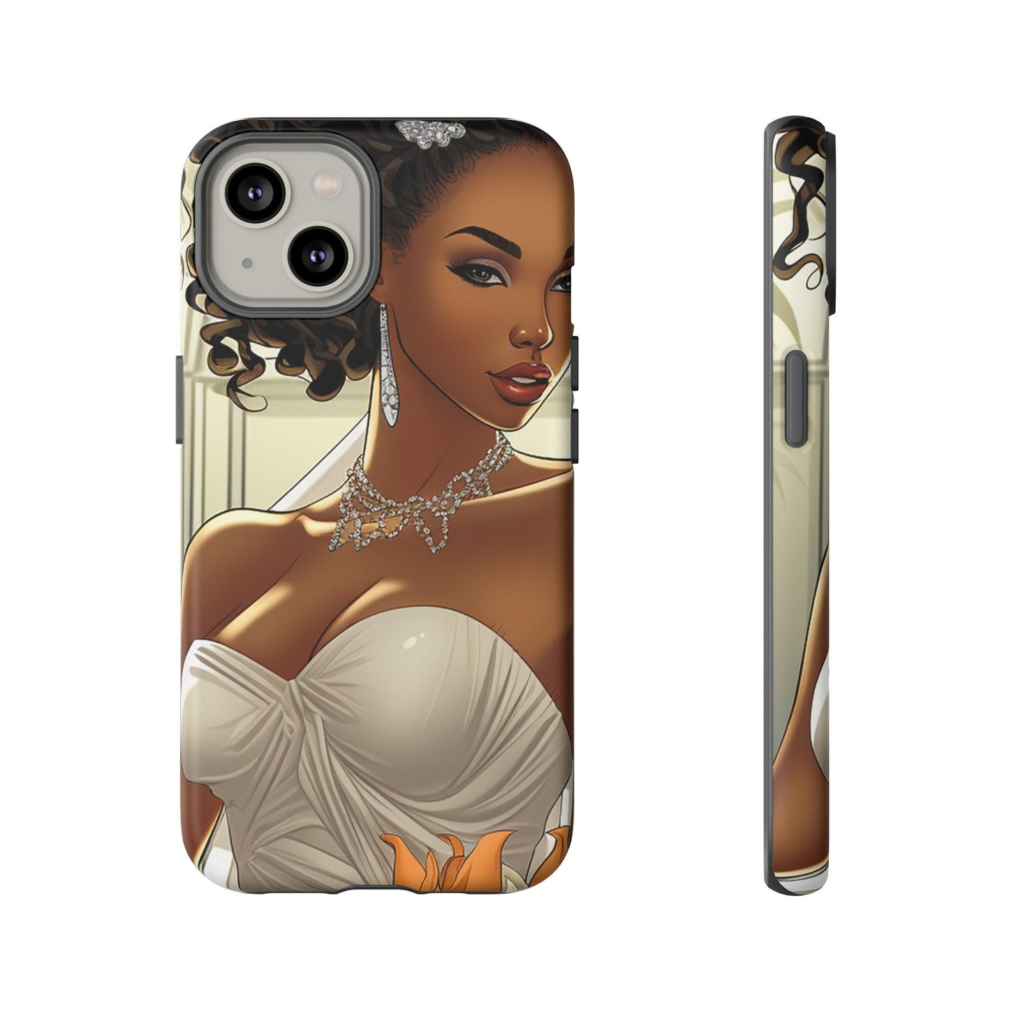 iPhone 14, iPhone 14 Pro, iPhone 14 Plus, iPhone 14 Pro Max Tough Cases African American Bride Black bride wedding Dress Wedding Gown