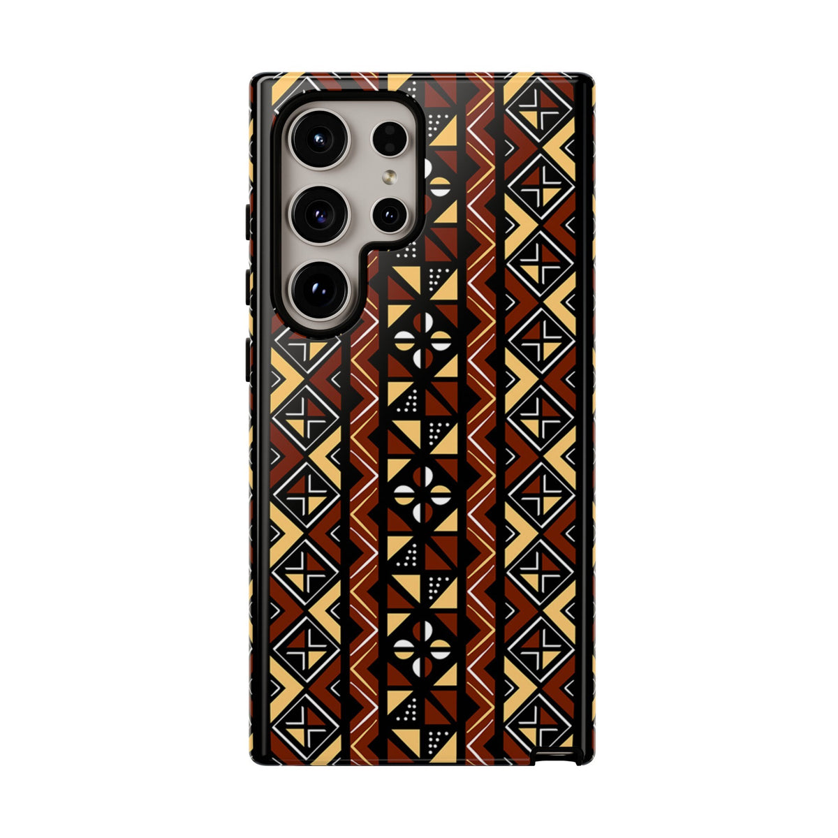 Samsung  Galaxy S24 Samsung Galaxy S24 Plus Samsung Galaxy S24 Ultra Tough Cases Brown Black Yellow African Design Pattern