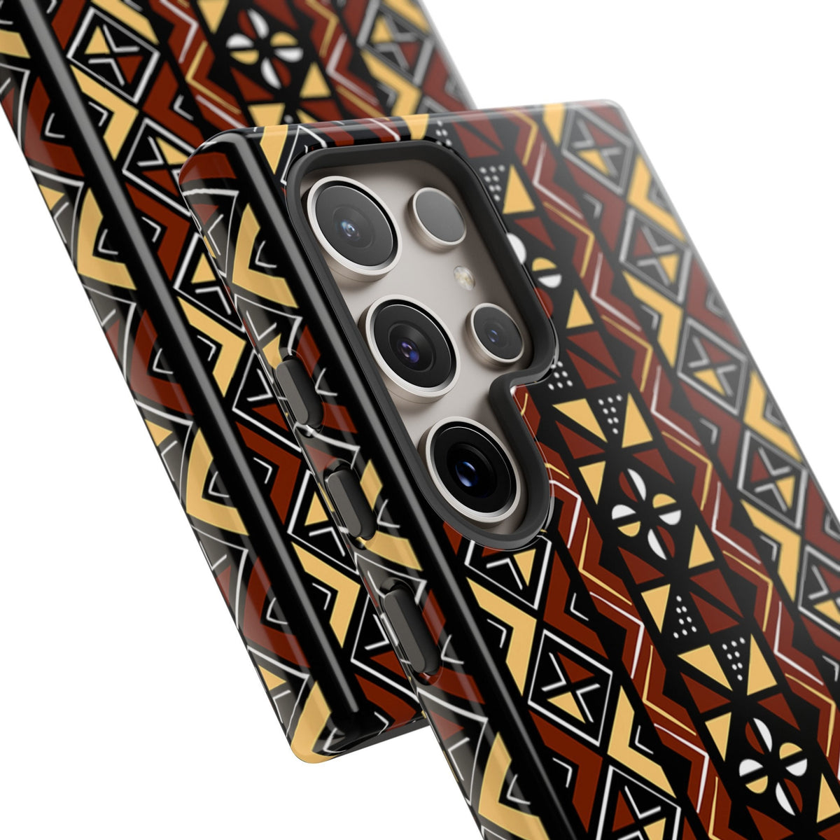 Samsung  Galaxy S24 Samsung Galaxy S24 Plus Samsung Galaxy S24 Ultra Tough Cases Brown Black Yellow African Design Pattern