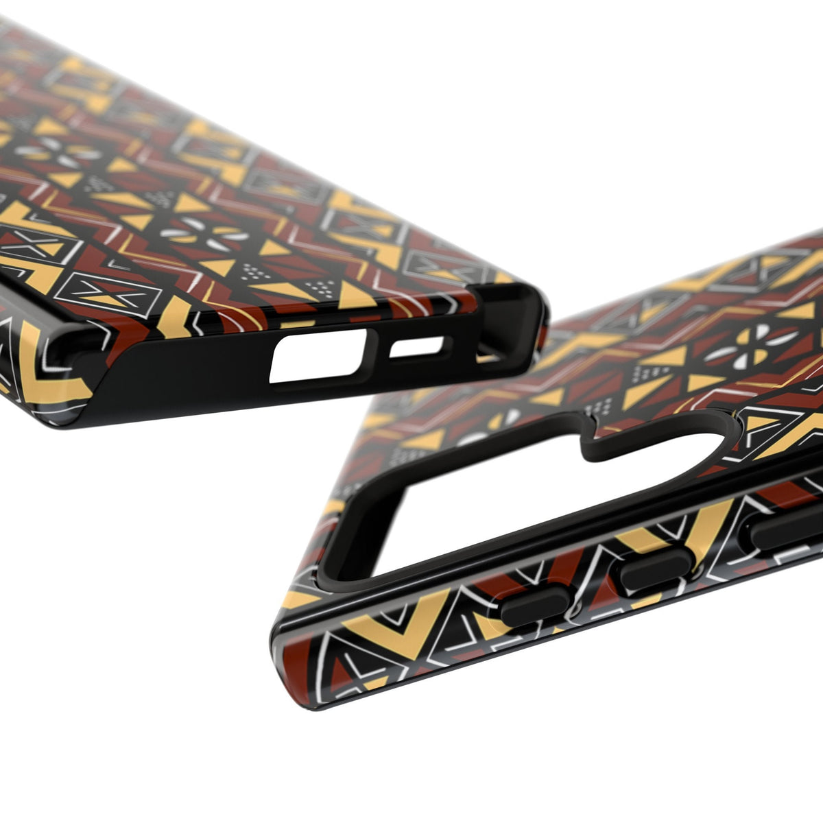 Samsung  Galaxy S24 Samsung Galaxy S24 Plus Samsung Galaxy S24 Ultra Tough Cases Brown Black Yellow African Design Pattern