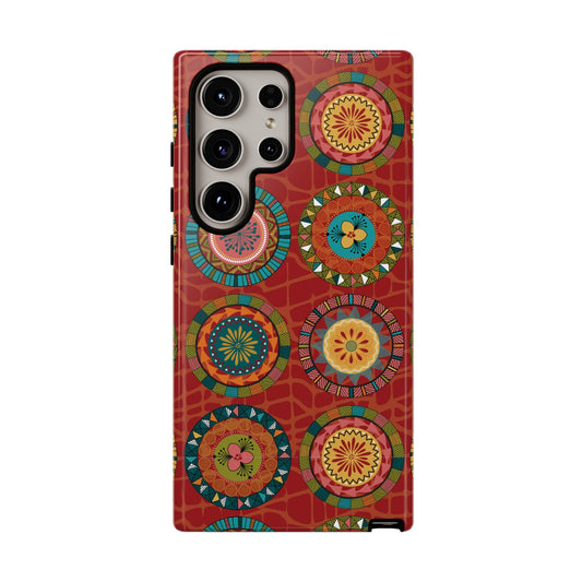Samsung Galaxy S24 Samsung Galaxy S24 Plus Samsung Galaxy S24 Ultra Tough Cases Blue Coral Green Yellow Circles Round Colors