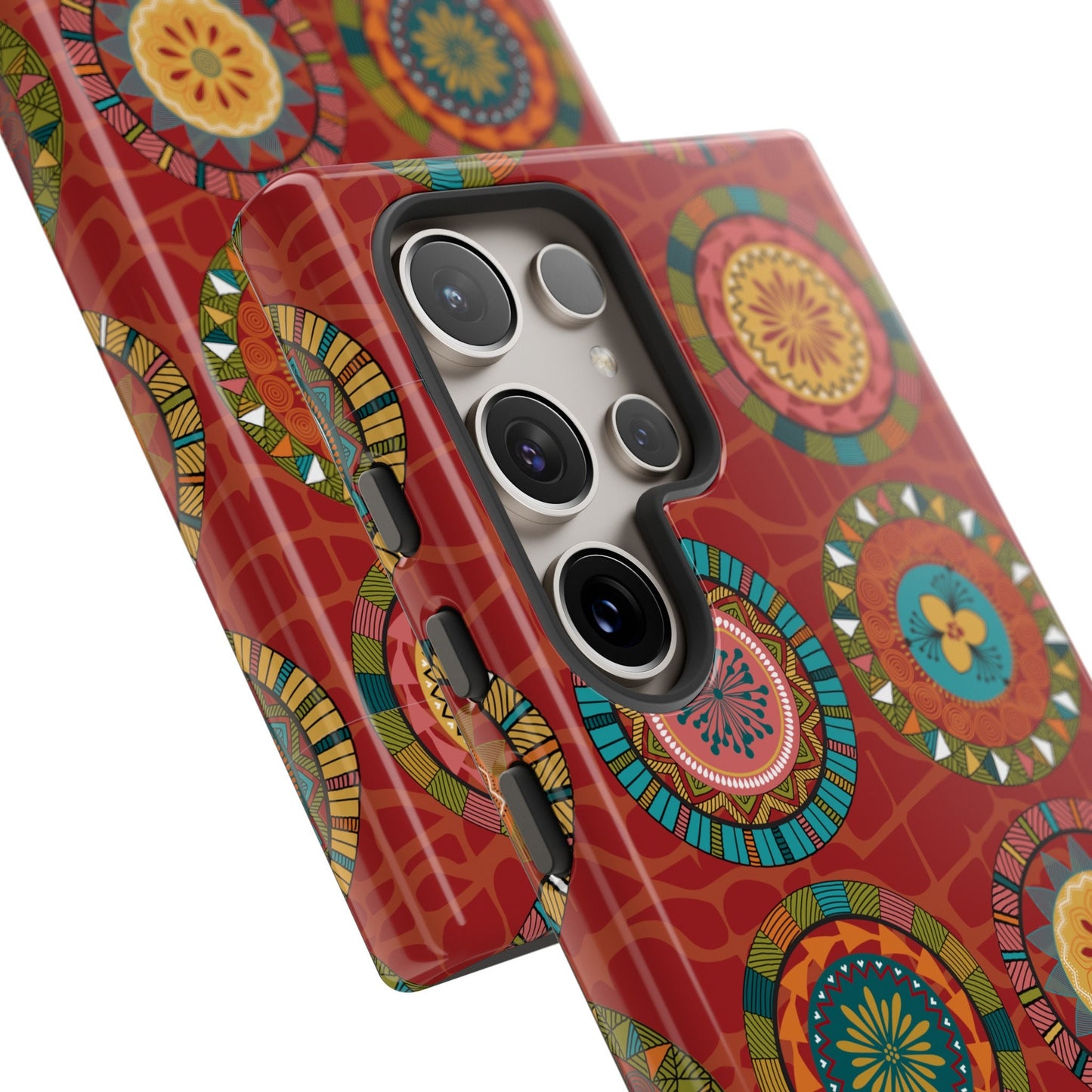 Samsung Galaxy S24 Samsung Galaxy S24 Plus Samsung Galaxy S24 Ultra Tough Cases Blue Coral Green Yellow Circles Round Colors