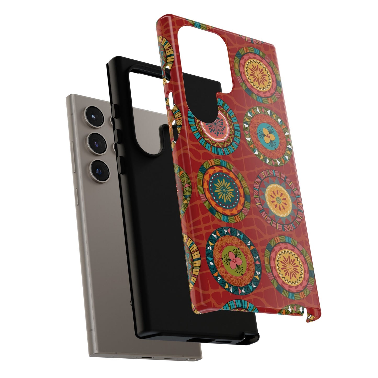 Samsung Galaxy S24 Samsung Galaxy S24 Plus Samsung Galaxy S24 Ultra Tough Cases Blue Coral Green Yellow Circles Round Colors