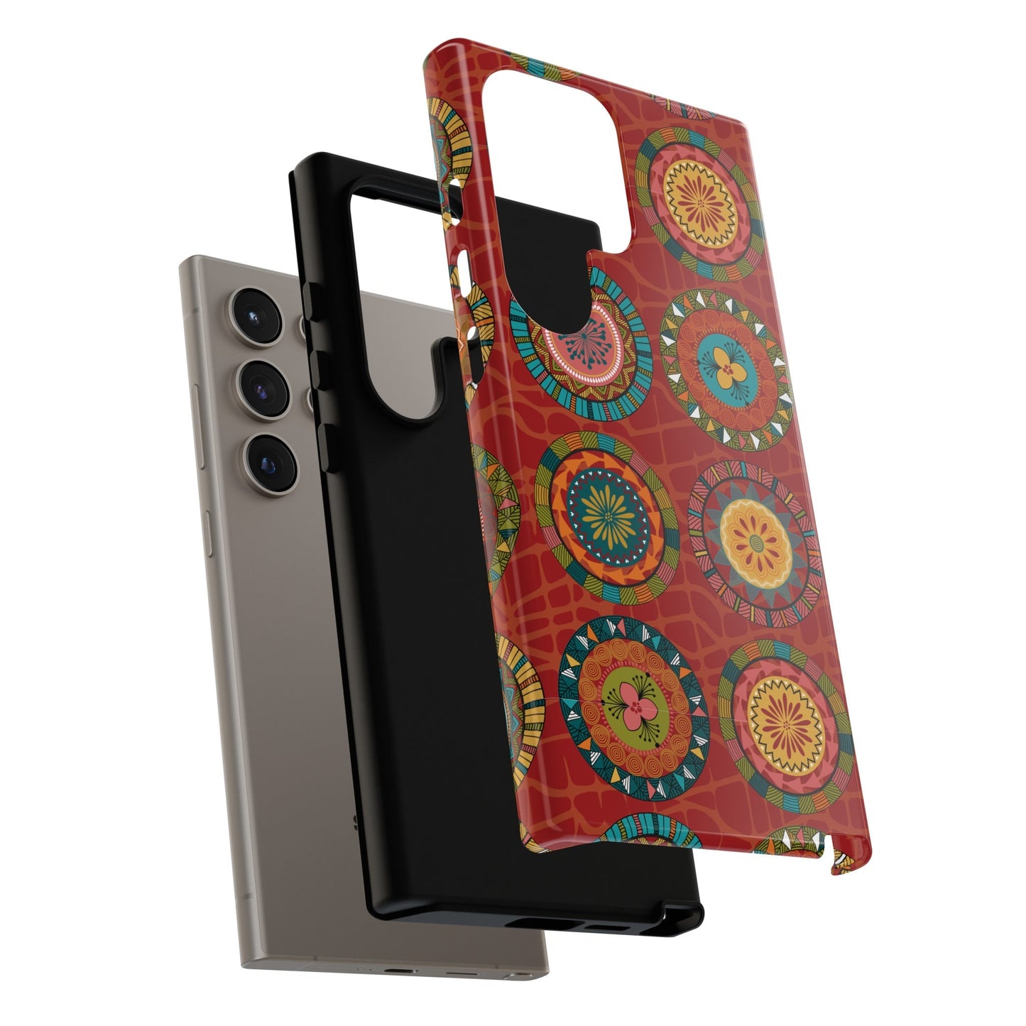 Samsung Galaxy S24 Samsung Galaxy S24 Plus Samsung Galaxy S24 Ultra Tough Cases Blue Coral Green Yellow Circles Round Colors